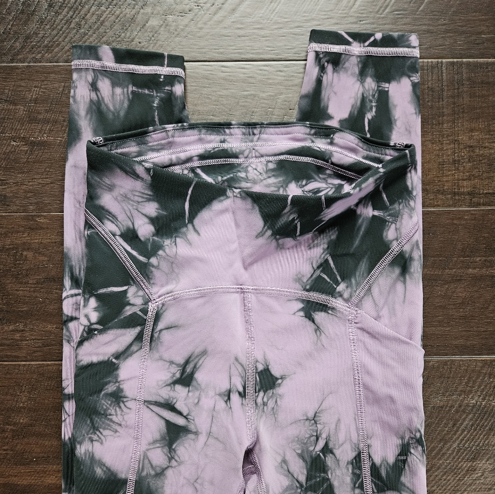 Lululemon Wunder Train Leggings Purple and Black Tie-Dye